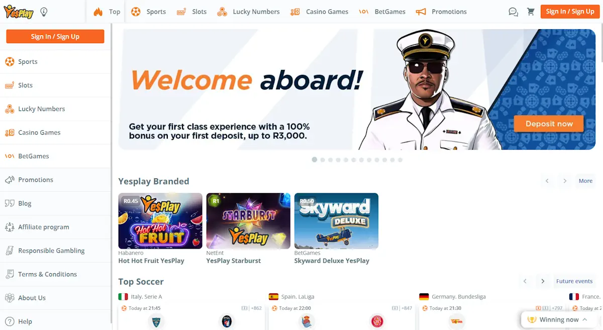 YesPlay Sportsbook and Casino Screenshot